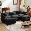 111.5'' Modular Sectional Sofa with Movable Ottomans, U Shaped Cloud Couch for Living Room, 3-Seat