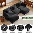111.5'' Modular Sectional Sofa with Movable Ottomans, U Shaped Cloud Couch for Living Room, 3-Seat