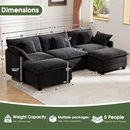 111.5'' Modular Sectional Sofa with Movable Ottomans, U Shaped Cloud Couch for Living Room, 3-Seat