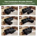 111.5'' Modular Sectional Sofa with Movable Ottomans, U Shaped Cloud Couch for Living Room, 3-Seat