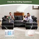 111.5'' Modular Sectional Sofa with Movable Ottomans, U Shaped Cloud Couch for Living Room, 3-Seat