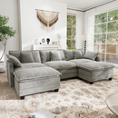 111.5'' Modular Sectional Sofa with Movable Ottomans, U Shaped Cloud Couch for Living Room, 3-Seat
