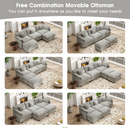 111.5'' Modular Sectional Sofa with Movable Ottomans, U Shaped Cloud Couch for Living Room, 3-Seat