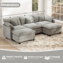 111.5'' Modular Sectional Sofa with Movable Ottomans, U Shaped Cloud Couch for Living Room, 3-Seat