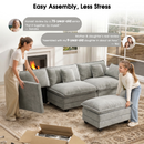 111.5'' Modular Sectional Sofa with Movable Ottomans, U Shaped Cloud Couch for Living Room, 3-Seat
