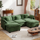 111.5'' Modular Sectional Sofa with Movable Ottomans, U Shaped Cloud Couch for Living Room, 3-Seat