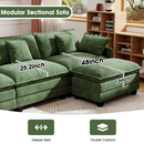 111.5'' Modular Sectional Sofa with Movable Ottomans, U Shaped Cloud Couch for Living Room, 3-Seat