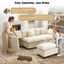 111.5'' Modular Sectional Sofa with Movable Ottomans, U Shaped Cloud Couch for Living Room, 3-Seat
