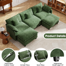 111.5'' Modular Sectional Sofa with Movable Ottomans, U Shaped Cloud Couch for Living Room, 3-Seat