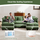 111.5'' Modular Sectional Sofa with Movable Ottomans, U Shaped Cloud Couch for Living Room, 3-Seat