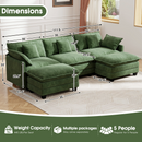 111.5'' Modular Sectional Sofa with Movable Ottomans, U Shaped Cloud Couch for Living Room, 3-Seat