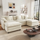 111.5'' Modular Sectional Sofa with Movable Ottomans, U Shaped Cloud Couch for Living Room, 3-Seat