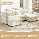111.5'' Modular Sectional Sofa with Movable Ottomans, U Shaped Cloud Couch for Living Room, 3-Seat