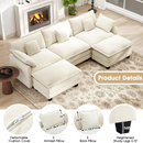 111.5'' Modular Sectional Sofa with Movable Ottomans, U Shaped Cloud Couch for Living Room, 3-Seat