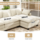 111.5'' Modular Sectional Sofa with Movable Ottomans, U Shaped Cloud Couch for Living Room, 3-Seat