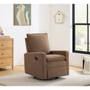 Soho Baby Coventry Upholstered Glider Recliner Rocking Chair, Green Guard Gold Certified, 360° Swivel For Nursery And Living Room – Boucle Teddy Brown