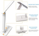 Modern Business Led Office Desk Lamp Touch Dimmable Foldable With Calendar Temperature Alarm Clock table Reading Light Decorative Table Lamp Cute Study Lamps for Bedroom Décor