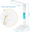 Modern Business Led Office Desk Lamp Touch Dimmable Foldable With Calendar Temperature Alarm Clock table Reading Light Decorative Table Lamp Cute Study Lamps for Bedroom Décor